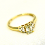 Load image into Gallery viewer, 14K Solid Yellow Gold Rectangle Cluster Diamond Ring.