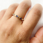 Load image into Gallery viewer, 14K Solid Gold Diamond & Blue Sapphire Ring.