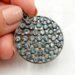 Load image into Gallery viewer, DSP075. Diamond Sterling Silver Round Pendant with Gemstone