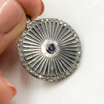 Load image into Gallery viewer, Silver Round Enamel Pendant with Gemstone