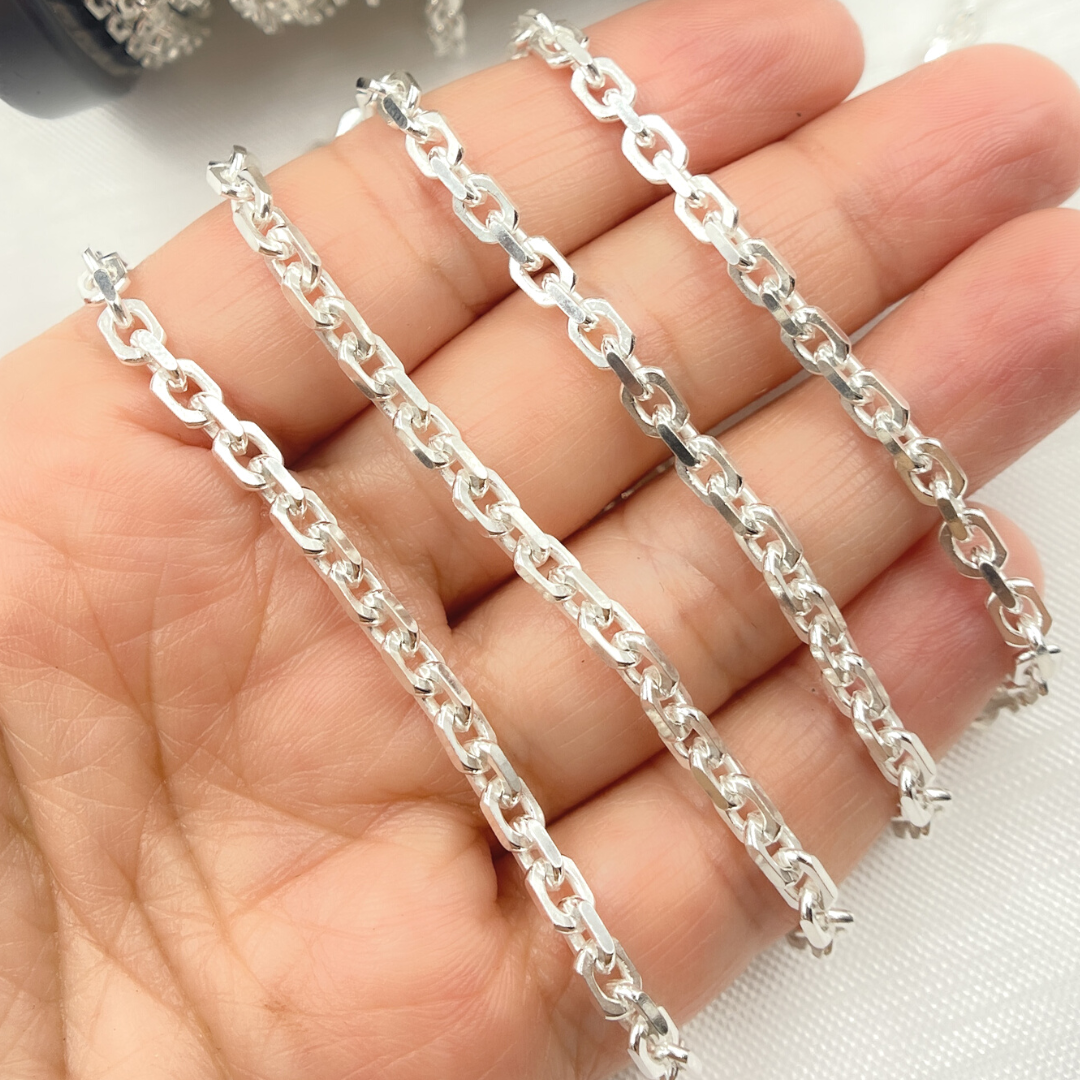 Z91SS. Sterling Silver Diamond Cut Oval Link Chain