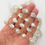Load image into Gallery viewer, Gold Plated Wire Nugget Freshwater Pearl Chain