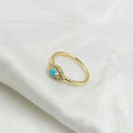 Load image into Gallery viewer, 14K Solid Gold Diamond and Turquoise Eye Ring.