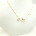 Load image into Gallery viewer, NFC71186. 14k Solid Gold Diamond Stars Cable Link Necklace