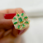 Load image into Gallery viewer, GDP652. 14k Solid Gold Diamond and Emerald Octagon Charm