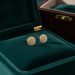 Load image into Gallery viewer, EFH52016. 14K Solid Gold and Diamonds Circle Earrings