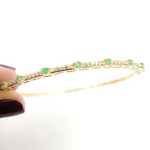 Load image into Gallery viewer, KG98. 14K Solid Gold Bangle with Diamonds and Stones