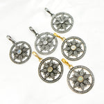 Load image into Gallery viewer, DP018. Diamond Silver Round Flower Pendant