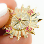 Load image into Gallery viewer, 14K Gold Circle Compass Charm with Diamonds and Stones. KG132