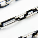 Load image into Gallery viewer, Z119SBDC. Black Rhodium and White Sterling Silver Paperclip Diamond Cut Cable Chain