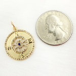 Load image into Gallery viewer, 14K Solid Gold Diamond Compass Circle Charm. GDP433