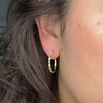 Load image into Gallery viewer, EHD56614EM. 14k Solid Gold Diamond and Emerald Hoops