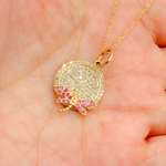 Load image into Gallery viewer, 14K Solid Gold Diamond Circle Shape Charm with Gemstone DragonFly. KG195