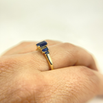 Load image into Gallery viewer, 14K Solid Yellow Gold Blue Sapphire Cluster Ring.