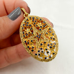 Load image into Gallery viewer, DP246. Diamond Sterling Silver Oval Star Pendant with Gemstone