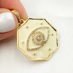 Load image into Gallery viewer, Diamond Sterling Silver Octagon Eye Enamel Pendant