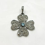 Load image into Gallery viewer, DP195. Diamond Sterling Silver Flower Pendant with Gemstone