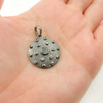 Load image into Gallery viewer, DP186. Diamond Sterling Silver Round Pendant with Gemstone