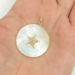 Load image into Gallery viewer, KG65. 14K Gold Star Round Pendant