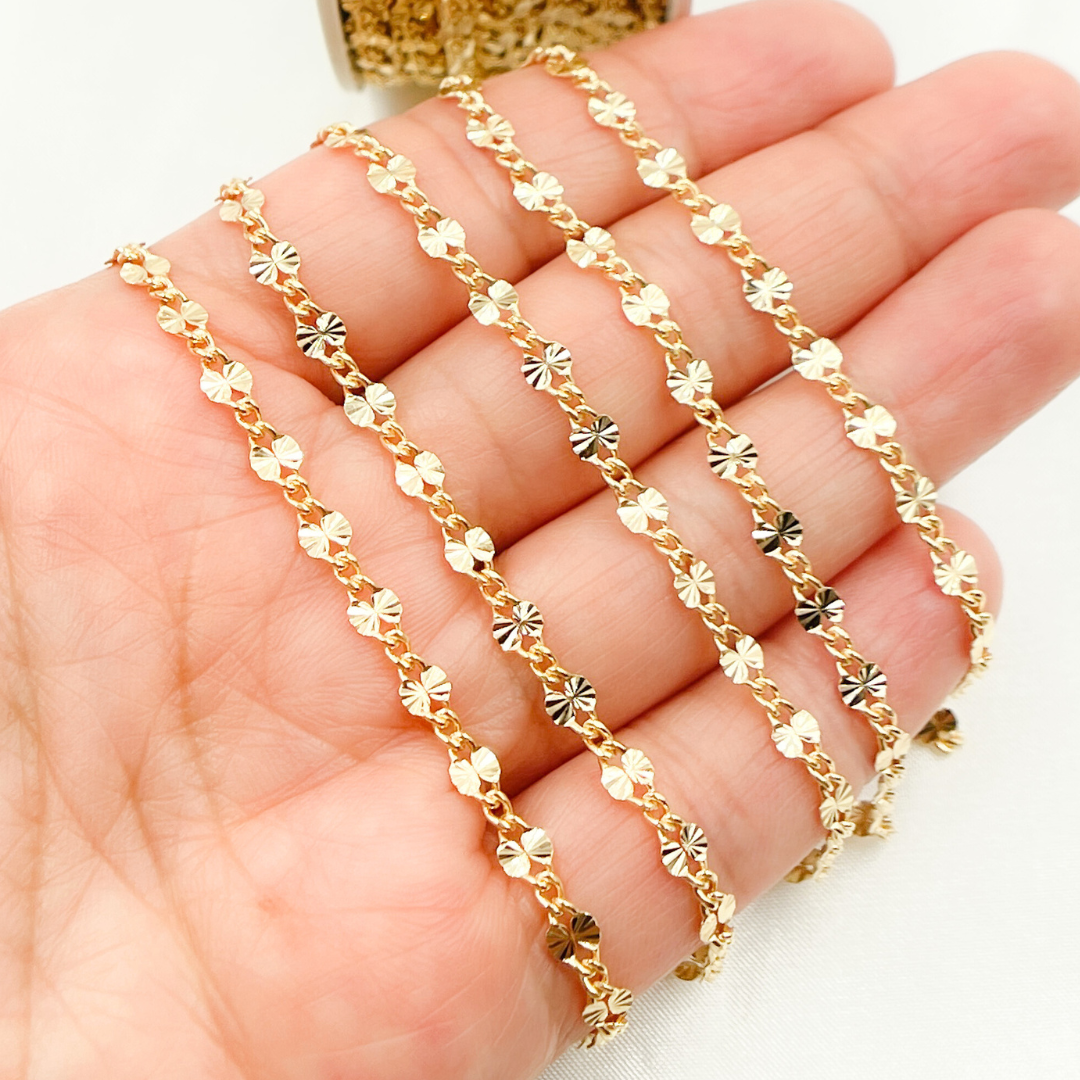 V212GF. 14k Gold Filled Curb & Diamond Cut Marina Link