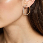 Load image into Gallery viewer, 14K Gold Diamond Fancy Round Hoop