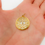 Load image into Gallery viewer, GDP308. 14K Gold Round Evil Eye Pendant