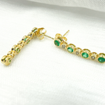 Load image into Gallery viewer, EFD52175EM. 14K Solid Gold Diamond & Emerald Dangle Earrings