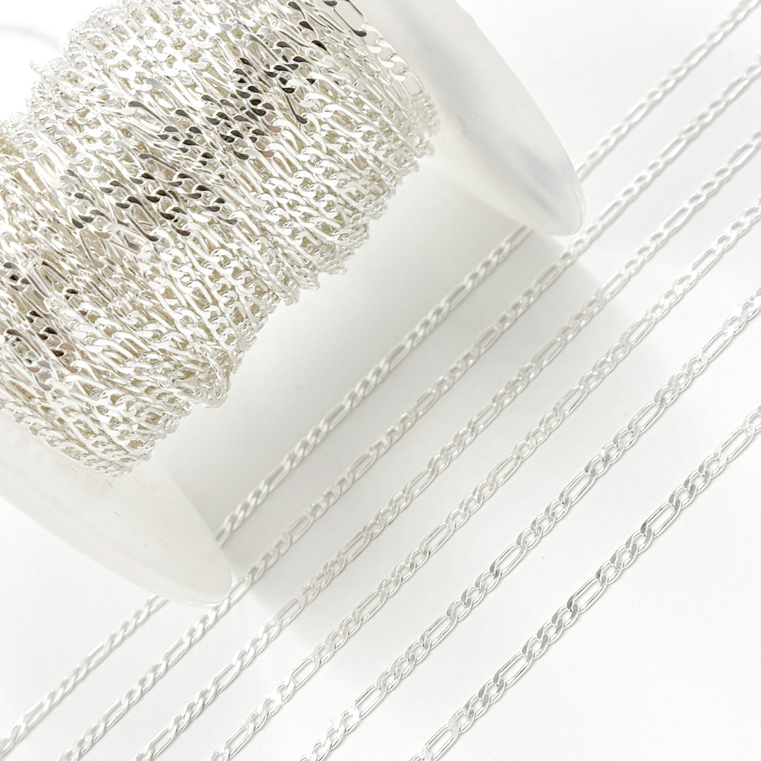 Shop Now Silver Flat Figaro Chain