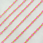 Load image into Gallery viewer, Gold Plated Enamel Sterling Silver Pink Enamel Chain