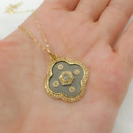 Load image into Gallery viewer, KSG56. 14k Solid Gold and Sterling Silver Black Rhodium Clover Charm