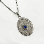 Load image into Gallery viewer, DP253. Diamond & Sterling Silver Oval Pendant with Gemstone
