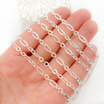 Load image into Gallery viewer, Silver Textured Long and Short Link Chain