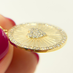 Load image into Gallery viewer, 14K Solid Gold Diamond Charm with Heart in the Center. GDP239