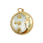 Load image into Gallery viewer, KG134. 14K Solid Gold Circle Charm with Moon & Stars