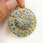 Load image into Gallery viewer, DSP039. Diamond Sterling Silver Round Flower Pendant with Gemstone