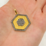 Load image into Gallery viewer, DP410. Diamond Sterling Silver Hexagon Pendant