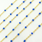 Load image into Gallery viewer, 14K Solid Yellow Gold Enamel Navy Blue Color Cable Chain. 30KFBBF14Y
