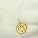 Load image into Gallery viewer, 14K Solid Gold Circle Charm with Diamonds. GDP130