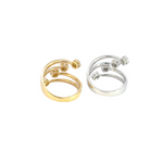 Load image into Gallery viewer, 14k Solid Gold Spiral Diamond Flowers Ring.