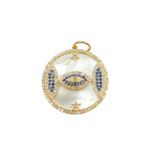 Load image into Gallery viewer, KG172. 14K Gold Round Evil Eye and Stars Pendant