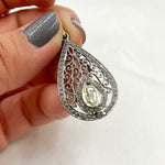 Load image into Gallery viewer, DP188. Diamond Sterling Silver Drop Shape Pendant with Polki Diamond