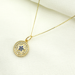 Load image into Gallery viewer, 14K Solid Gold Diamond and Gemstone Star Circle Charm. GDP366