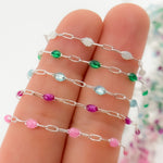 Load image into Gallery viewer, Silver Enamel Satellite Chains