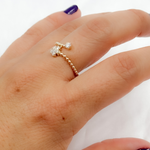 Load image into Gallery viewer, 14k Solid Yellow Gold Flower Diamond Ring.