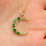 Load image into Gallery viewer, Buy Now 14K Solid Gold Moon Charm with Diamonds and Gemstones