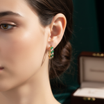 Load image into Gallery viewer, EHE56872. 14K Solid Gold Diamonds and Turquoise Hoops