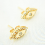 Load image into Gallery viewer, EFC51719. 14k Solid Yellow Gold Diamond Eye earrings