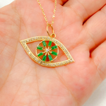 Load image into Gallery viewer, 14K Solid Gold Diamond Evil Eye Charm with Gemstones. GDP639