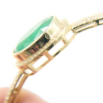 Load image into Gallery viewer, KG91. 14K Solid Gold Diamonds Bangle and Oval Shape in the Center with Diamonds and Emerald