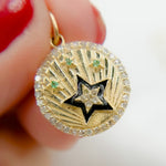 Load image into Gallery viewer, KG235. 14k Solid Gold Diamond Enamel and Gemstone Star Charm